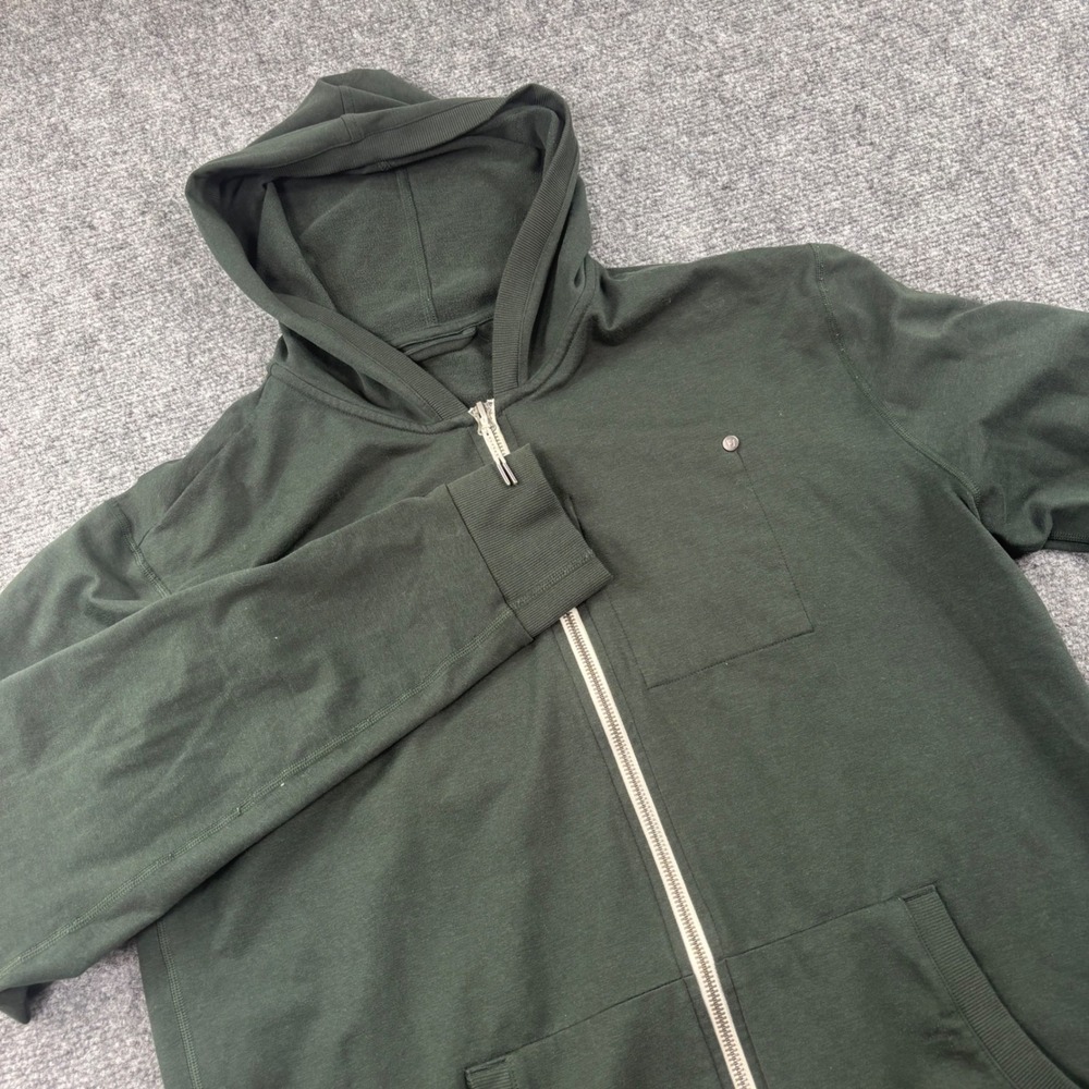 Vuori Zip Up Coronado Hoodie Large Green Performance Fleece Recycled Men's